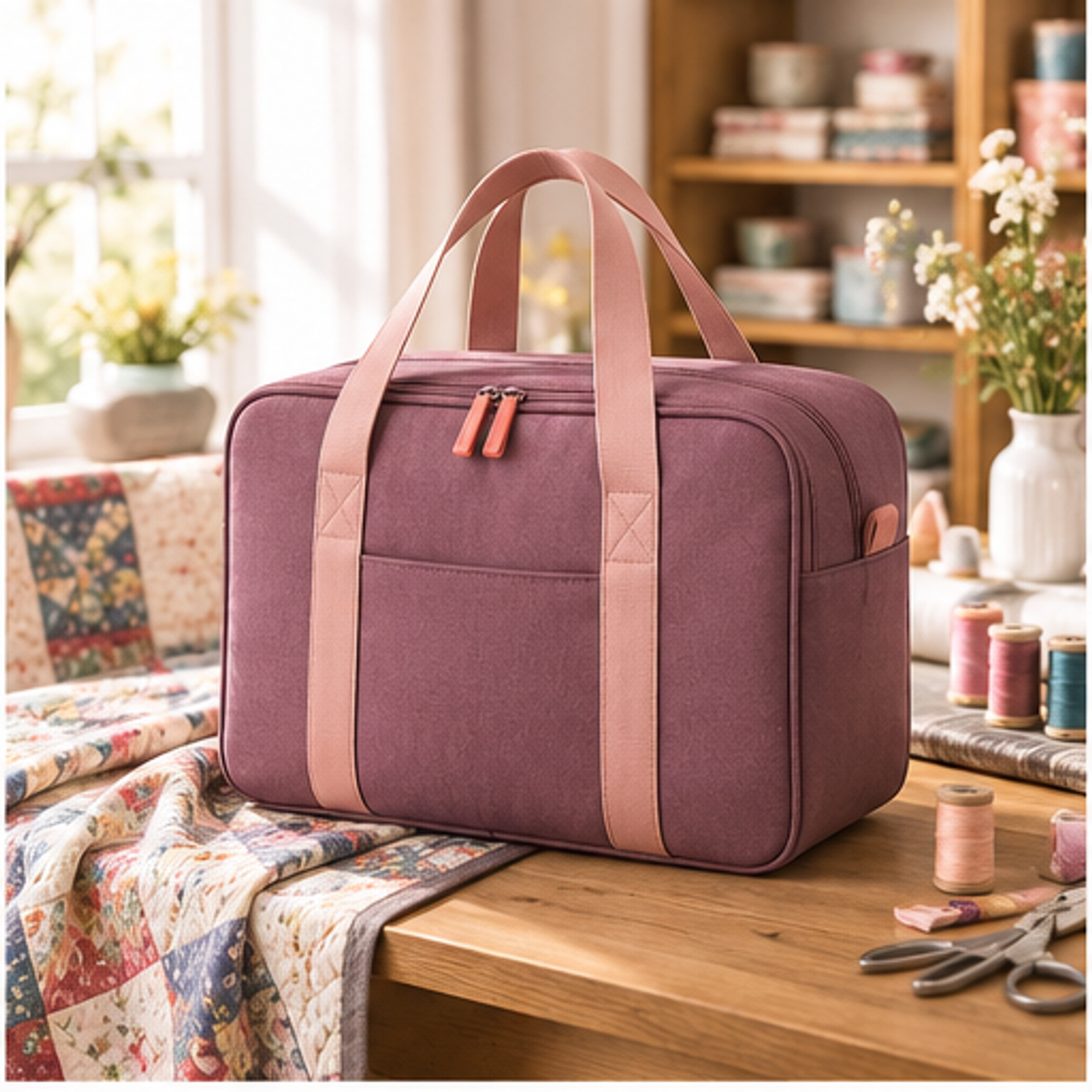 Portable Sewing Project Tote — lifestyle